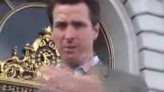 S F Mayor Gavin Newsom on the City Hall Steps