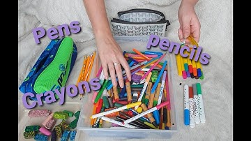 ASMR pen/pencil/crayon rummage | organising art supplies | intoxicating sounds for sleep looped X1