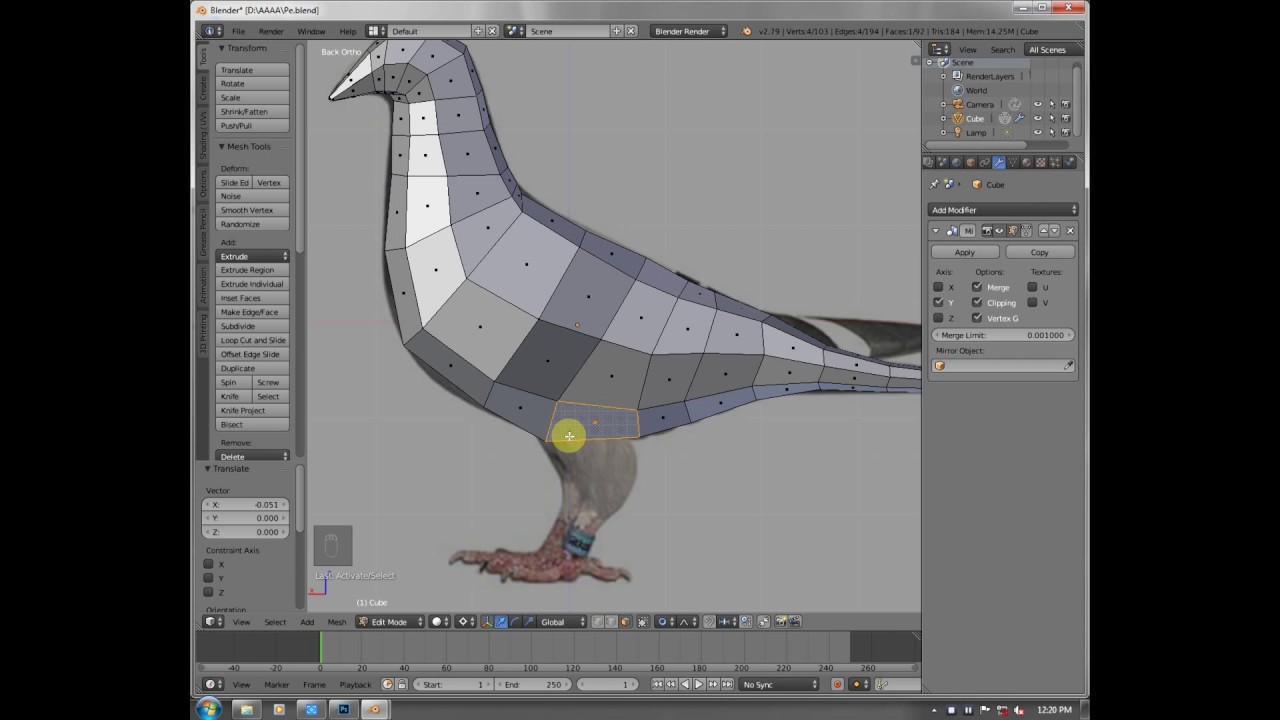 Create Pigeon model by Blender 2.79 // Blender ATX - YouTube