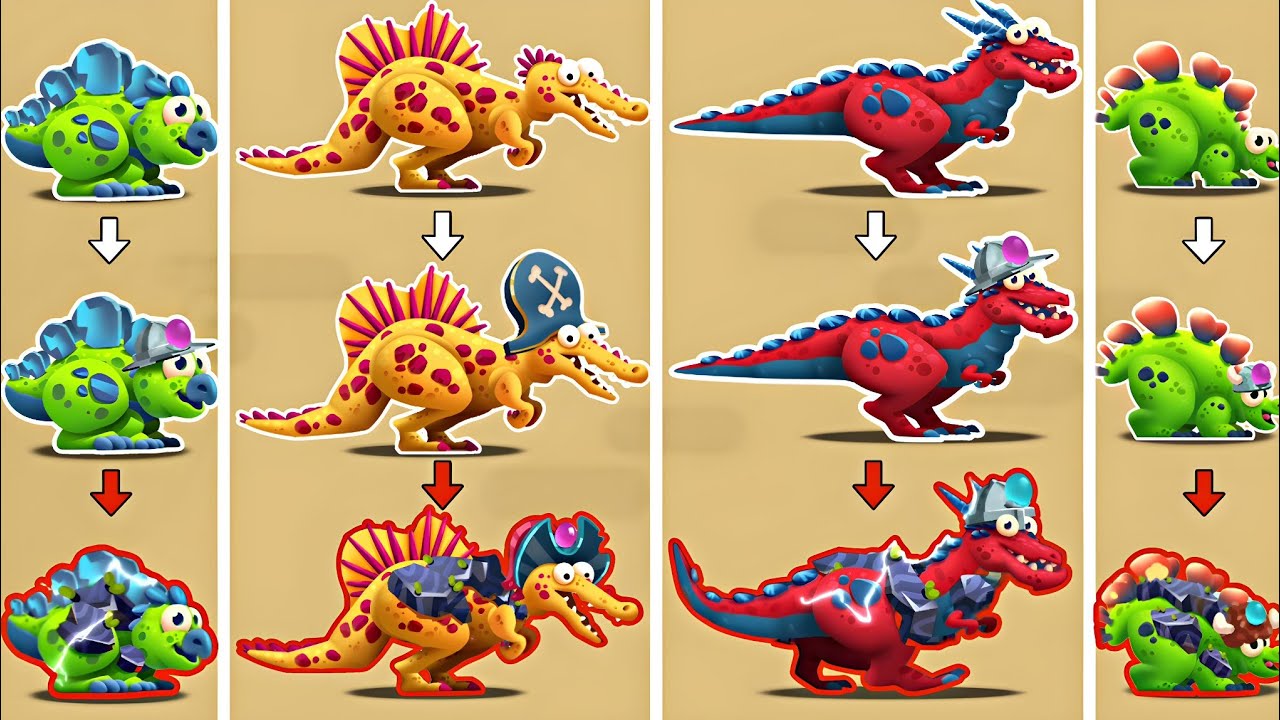 MAX LEVEL - Spino / Drago / Hespo / Fire Stego Who Will Come Power Full Dinosour Win ?Dino Bash 2