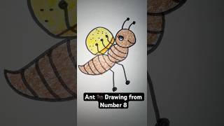 Ant 🐜 Drawing from Number 8 | Ant Drawing  #shorts #ant #animals #art #draw #sketch #drawing