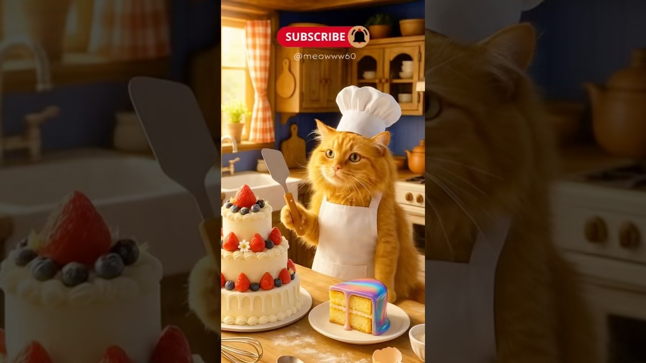 This Fluffy Cat Baking a Cake Will Melt Your Heart 💕🐾 