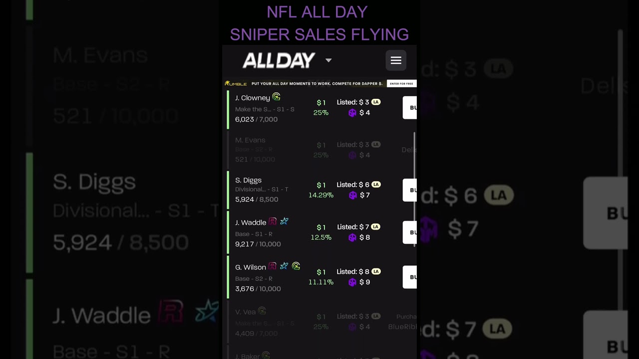 NFL ALL DAY MARKETPLACE DEALS