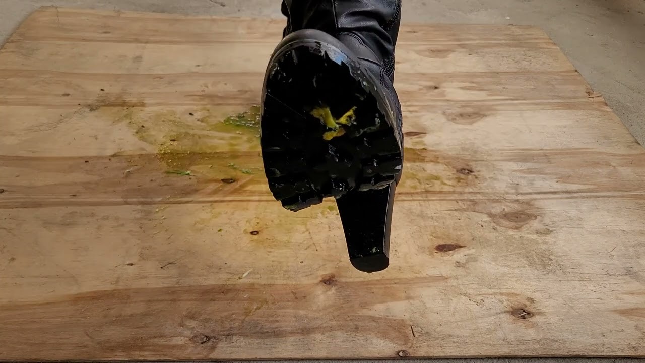 Crushing Yellow Tulips in Black Ankle Boots | ASMR