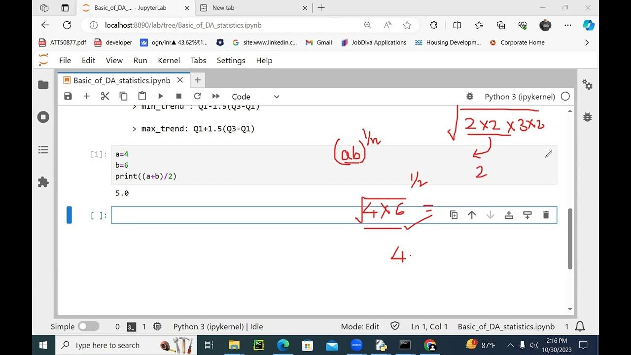Data analysis using Python statistics mean, median, mode, etc Part 1 ...