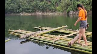 Making a raft house on the water alone with bamboo episode 1