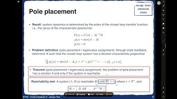 Lecture 9 - Control Systems II, ETH Zurich(Spring 2018)