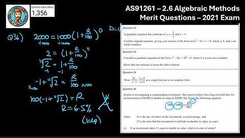 AS91261 - 2.6 Algebraic Methods - 2021 - Merit Questions