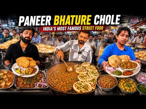 Rs59/- Highest Selling Street Food Delhi | Paneer Stuffed Bhature Chole, Kulcha Chole