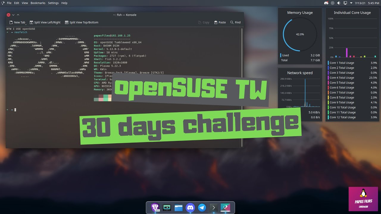 So I used openSUSE Tumbleweed for 30 days... YouTube
