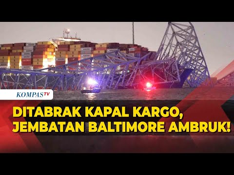 Penampakan Kapal Kargo Tabrak Jembatan Baltimore AS hingga Ambruk