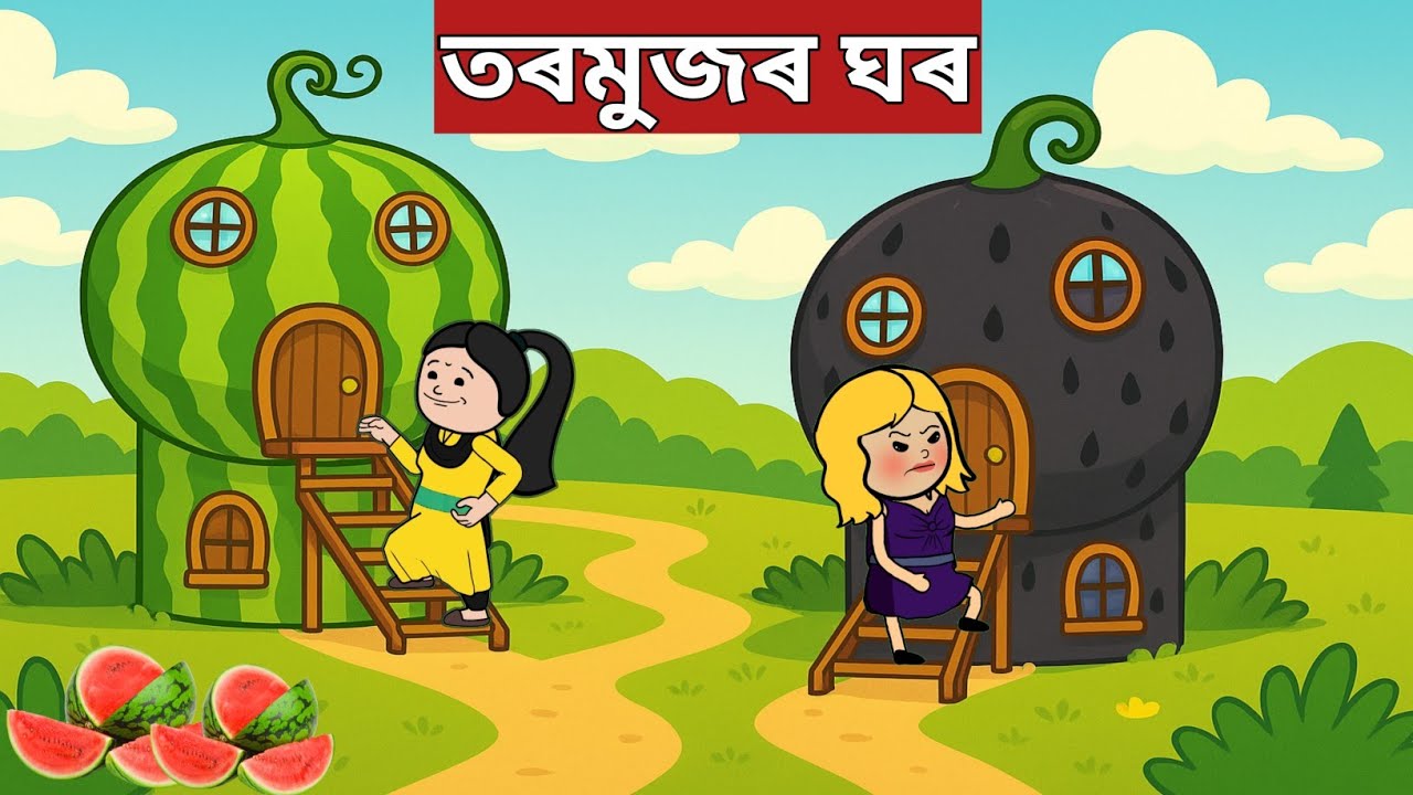 💥তৰমুজৰ ঘৰ💥assamese cartoon|assamese story|axomiya hadhu|putola|watermelon house|axomiya kahini