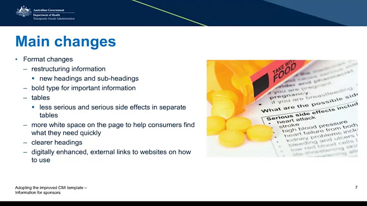 TGA Webinar: Consumer Medicine Information template changes