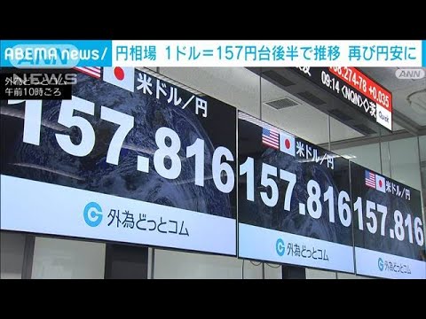 円相場　1ドル＝157円台後半で推移　米経済統計の発表で再び円安圧力強まる(2024年5月1日)