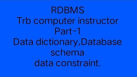 TRB Computer instructor Grade-I/old syllabus/Rdbms part-01/2021