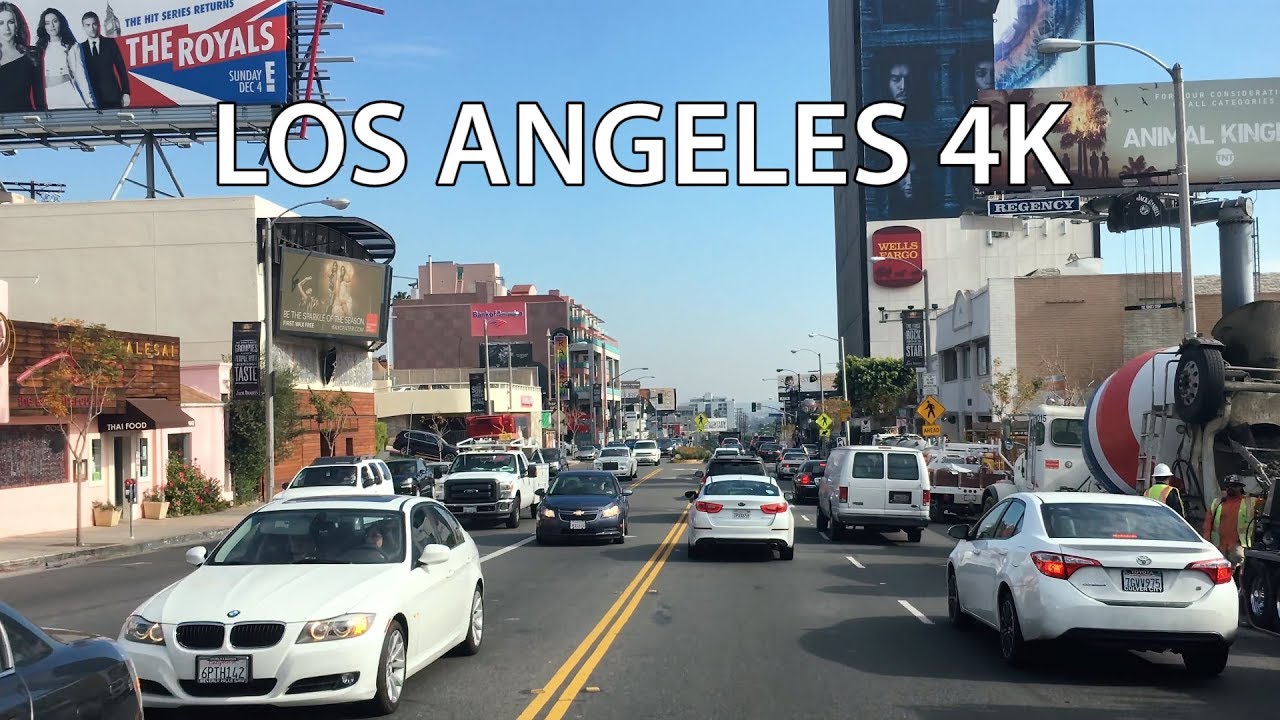 Driving Downtown - Sunset Strip 4K - USA