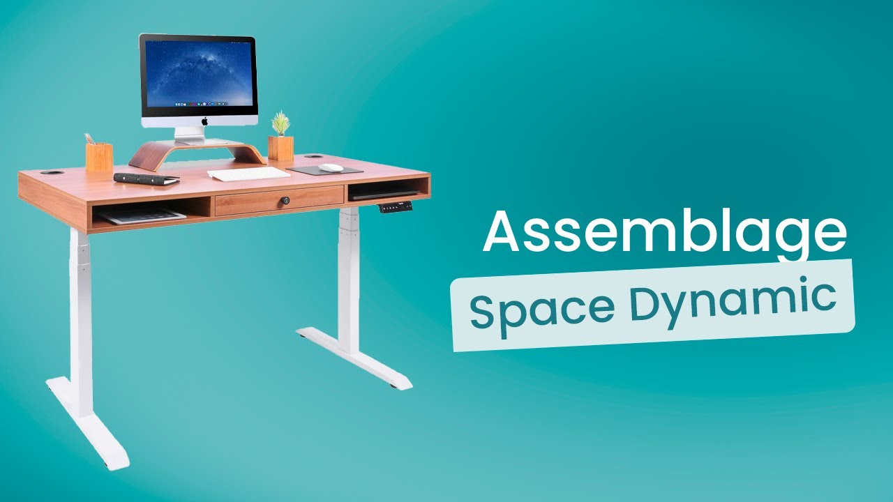 Bureau assis debout avec tiroir et rangements SPACE DYNAMIC Kqueo Instructions d