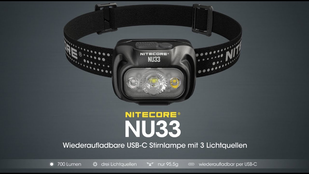 Nitecore NU33 700 Lumen aufladbar - Kopflampe mit 3 Lichtquellen - schwarz  