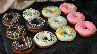 اسهل و اسرع و الذ دونات منزلي هش و خفيف وصفة  ناجحة مع طريقة تزين donuts /دوناتس بيني