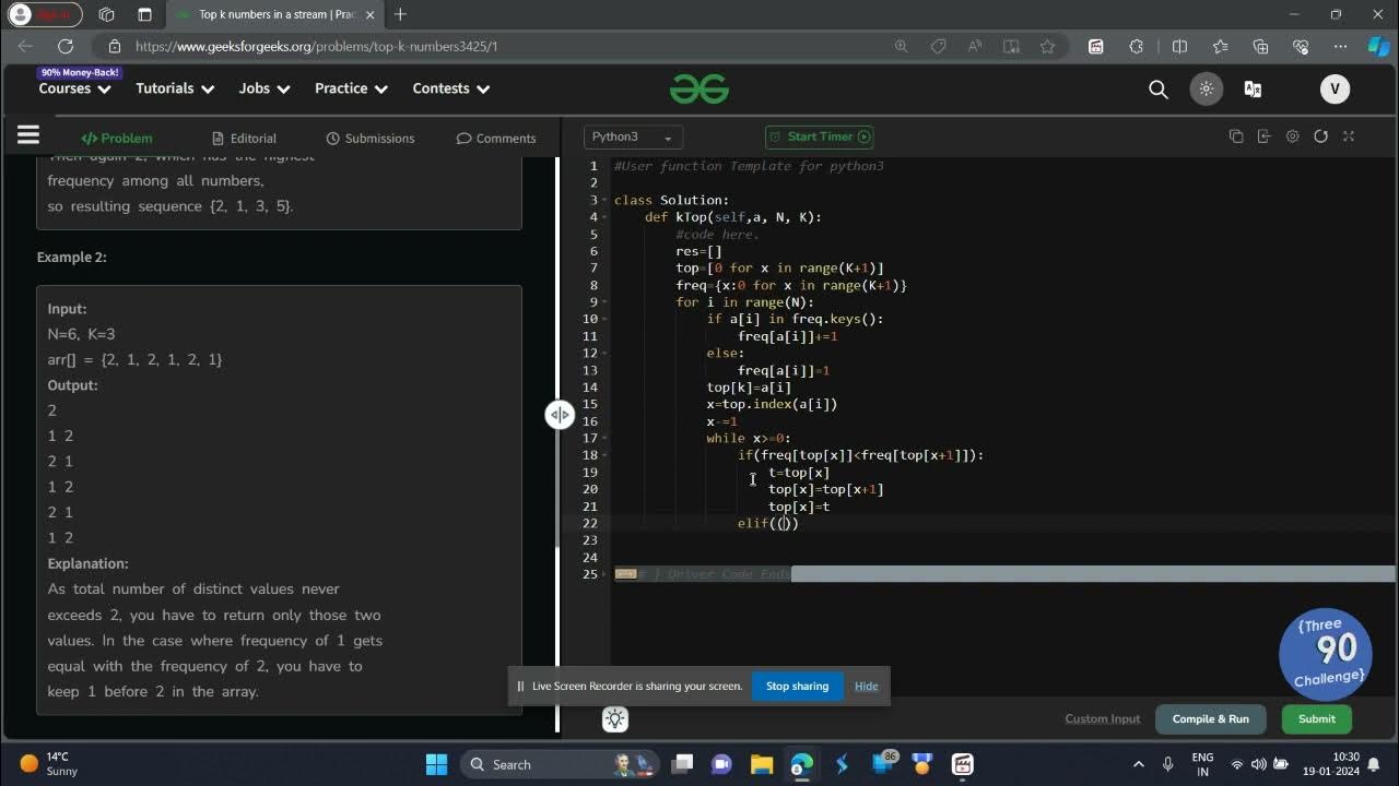 Top k numbers in a stream geeks for geeks python solution problem of ...