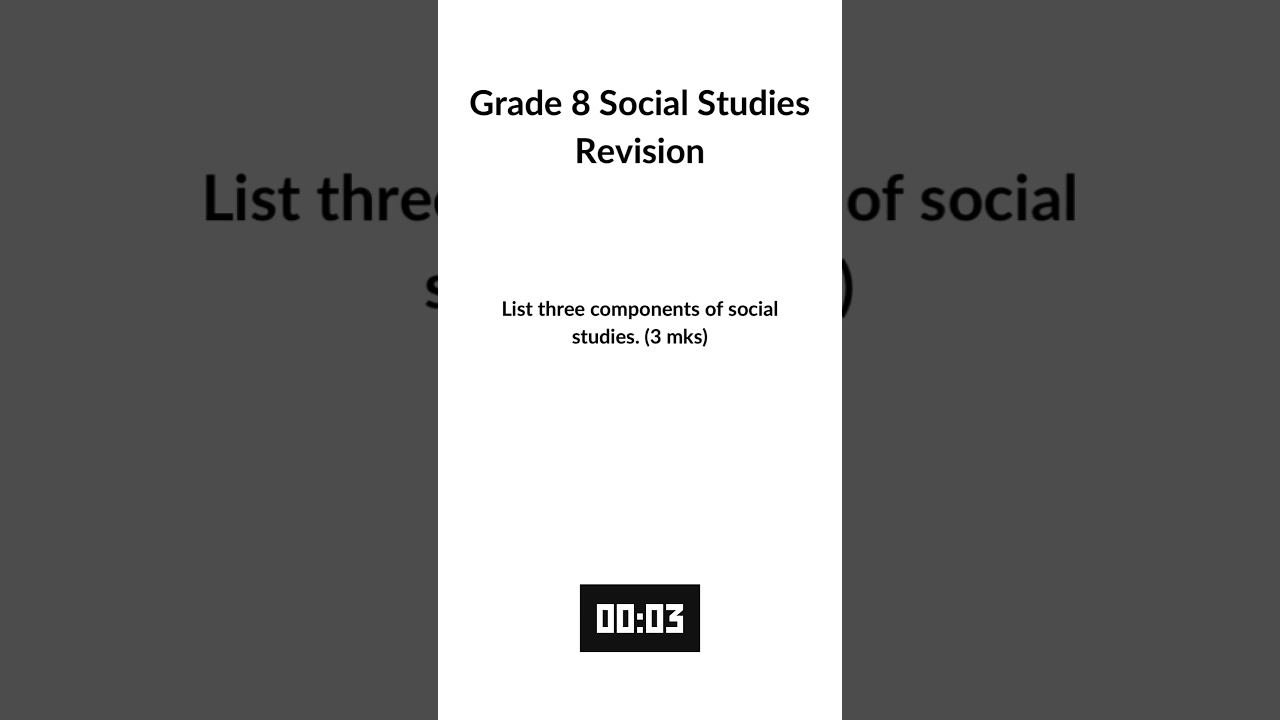 CBC Grade 8 social studies revision - components of social studies #CBC #Kenya #cbckenya #revision