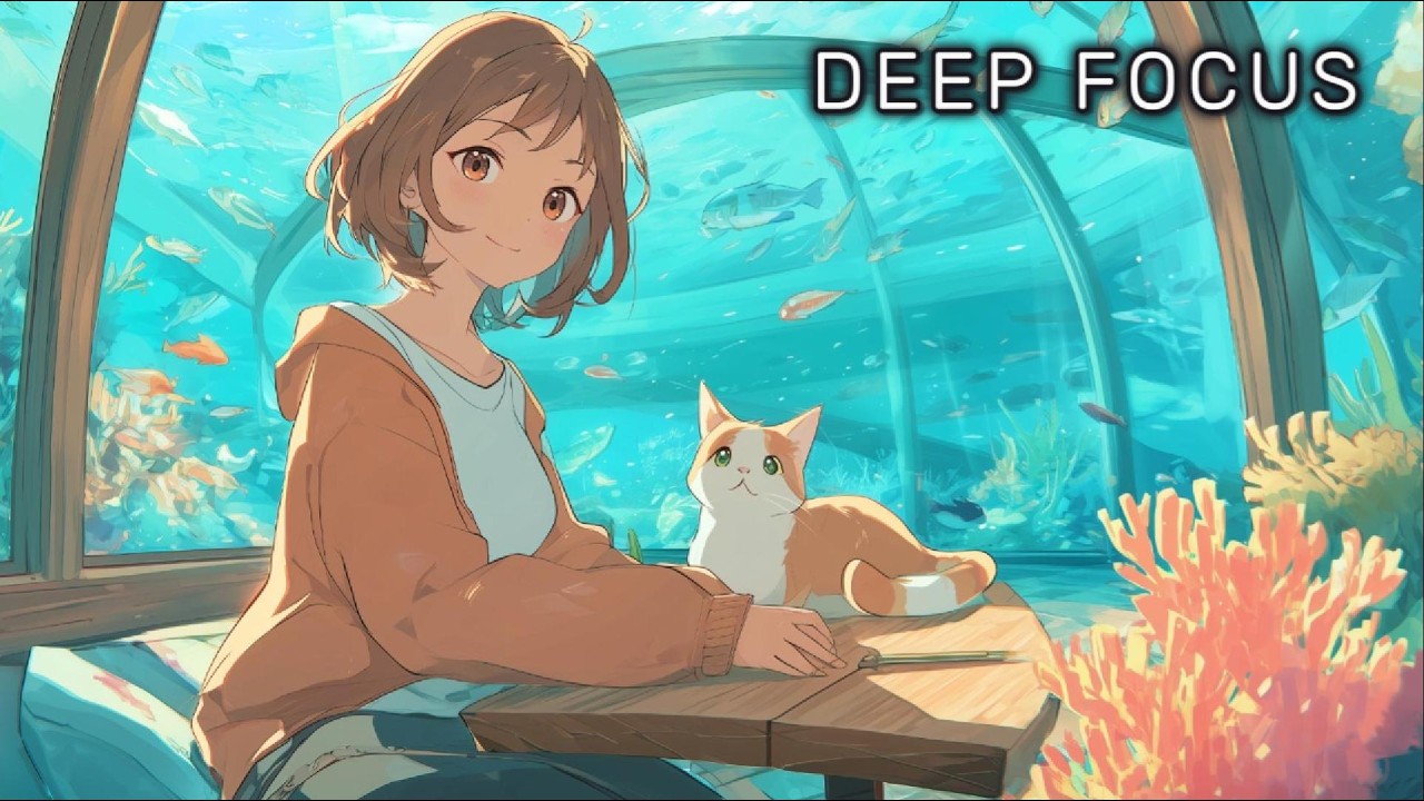 Deep Focus Music for Study & Sleep (3 Hours) | Underwater Café Ambience