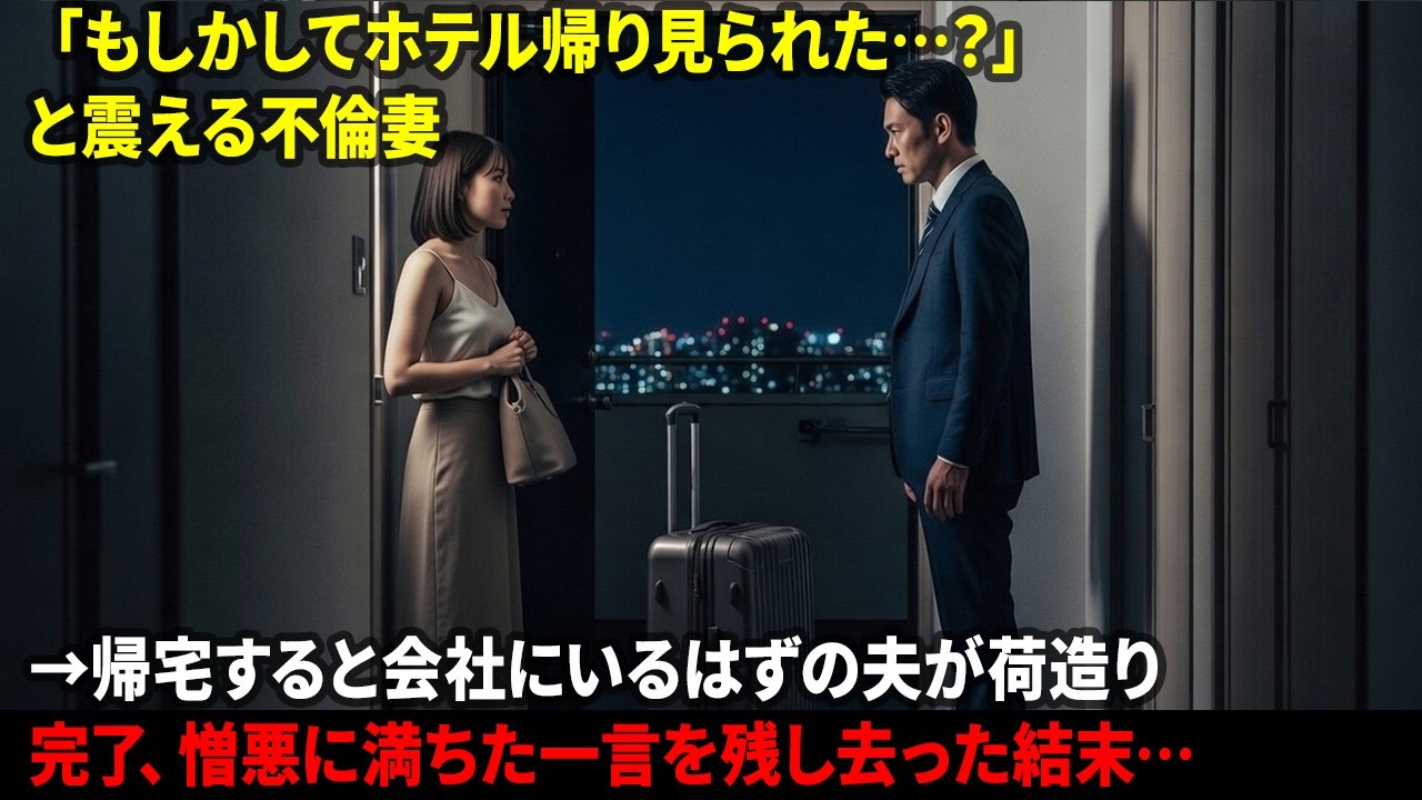 「もしかしてホテル帰り見られた…？」と震える不倫妻→帰宅すると会社にいるはずの夫が荷造り完了、憎悪に満ちた一言を残し去った結末…