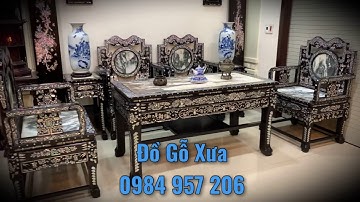 Bàn Ghế Vách Khảm Ốc Đẹp Cổ Tàu - Trường Kỷ Cổ Xưa - sập gụ tủ bày đồ - nội Thất nhà gỗ đẹp cổ xưa
