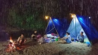 Camping in heavy rain, setting up the most comfortable bed on the riverbank, crowds & delicious food