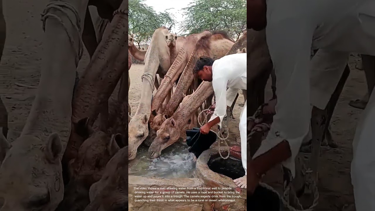 Camels Thirst Quenched: Traditional Well Water for Desert Animals