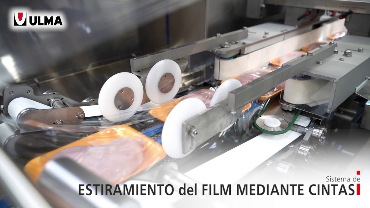Máquina envolvedora Flow Pack horizontal FS 400 para productos cárnicos y avícolas en bandeja