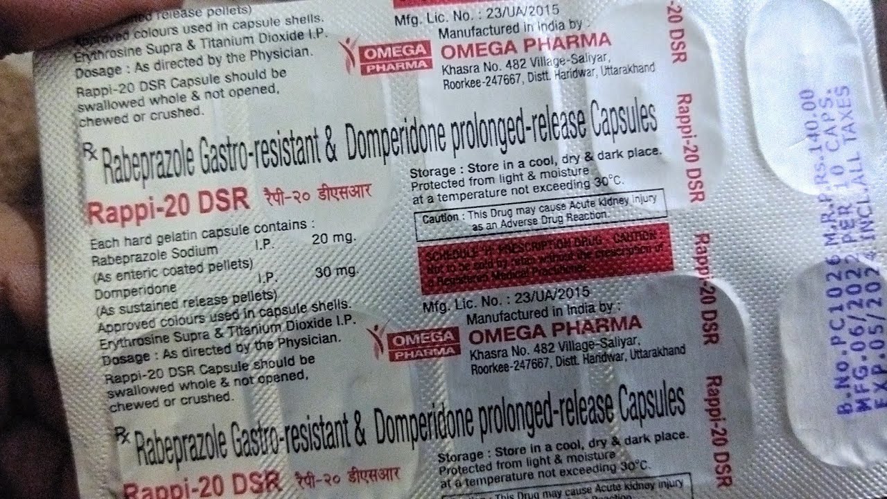 rappi 20dsr capsule review,priece,side effect, contents | rabeprazol and domperidone capsule