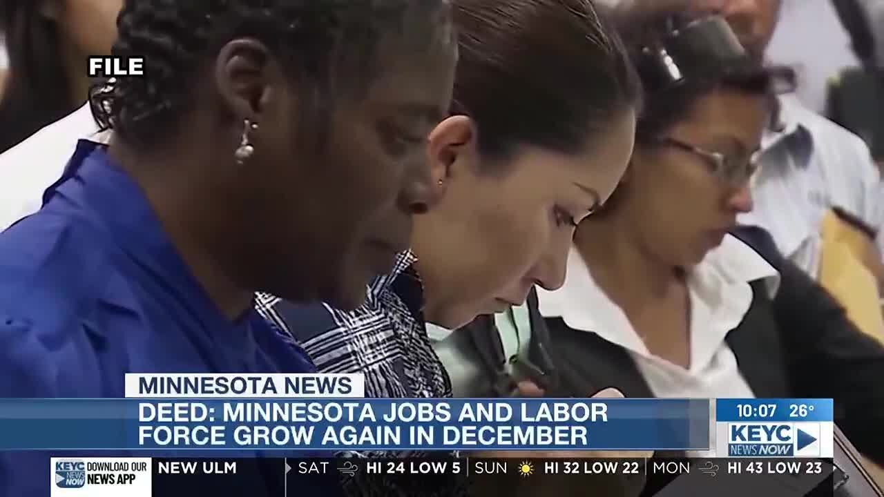 Minnesota jobs and labor force grow again in December