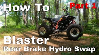 How To Yamaha YFS200 Blaster Rear Cable Brake to Hydraulic Conversion Part 1