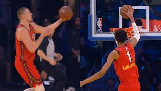 Wemby had his head at the rim for dunk off alley oop from Nikola Jokic in All Star game