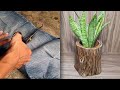 Cara Membuat Pot Berbentuk Kayu Pohon dari Celana Jeans Bekas