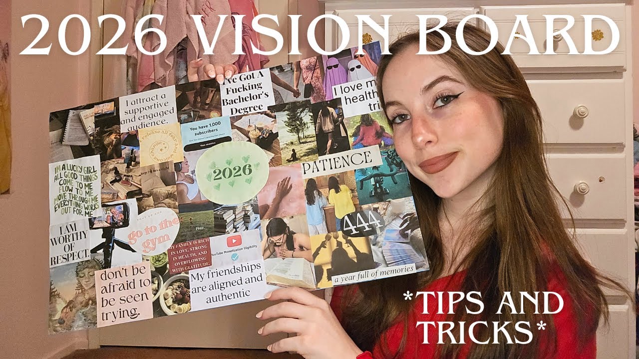make my 2026 vision board with me 💛 tips on making the perfect one for ...
