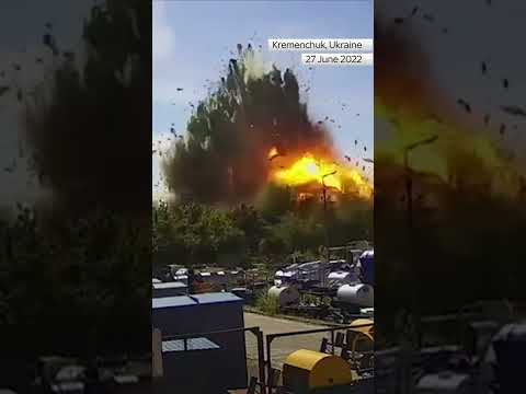 Moment missile strikes shopping centre in Ukraine