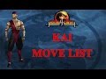 Mortal Kombat 4 - Kai Move List