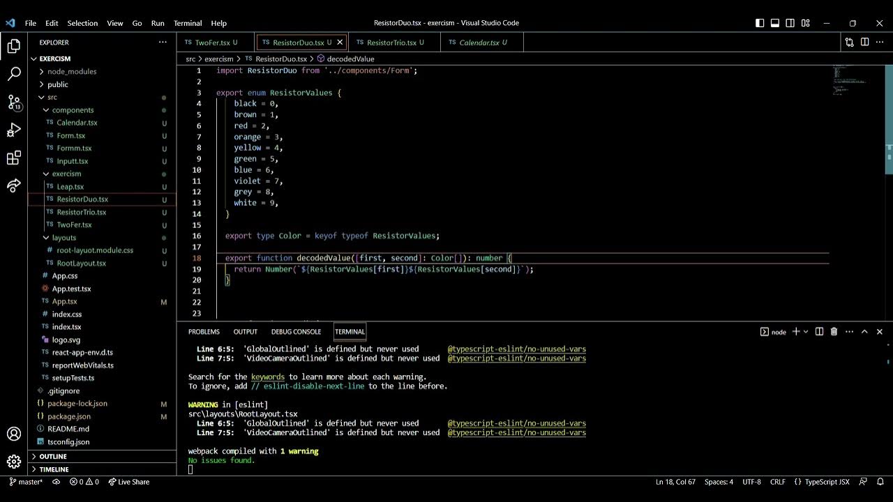 Ejercicios de Typescript (Exercism) transformados en componentes de ...