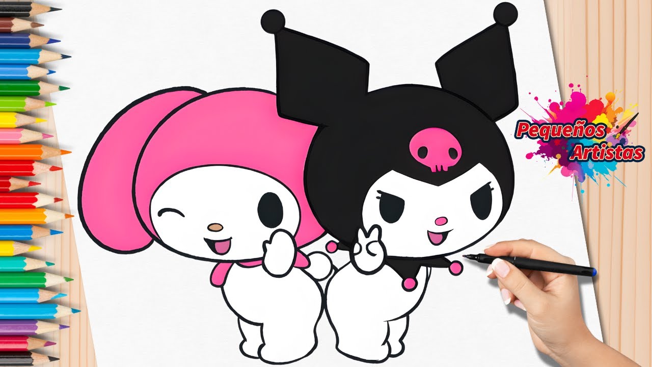 Como Dibujar a MY MELODY y KUROMI 🎀 Sanrio | Dibujo Fácil Paso a Paso para Niños