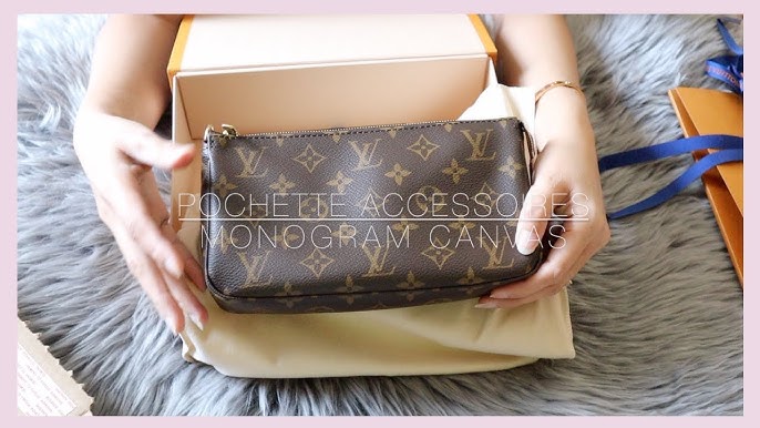 LOUIS VUITTON POCHETTE ACCESSORIES (MONOGRAM & DAMIER AZUR) UNBOXING &  COMPARISON