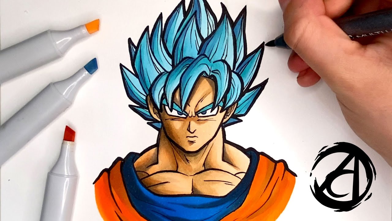 COMO DESENHAR O GOKU Super Sayajin Blue com a Dai Oliveira 