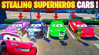 Superheros Cars “🚗” Stealing Challenge In GTA5 With Shinchan Doraemon & Little Singham😱 Full Fun🤣