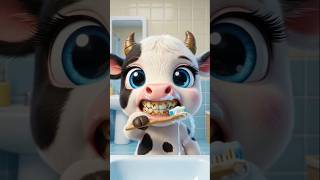 😂 Baby Cow Brushing Teeth Like a Kid! #cartoon #funnyvideo #shorts