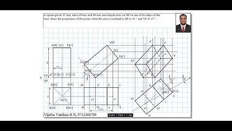Example 04 on Projection of Solids-Manual Drawing