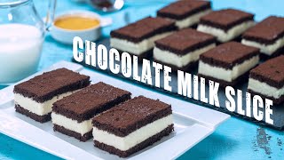 Chocolate Milk Slice Cake - Kinder Chocolate Milk Slice