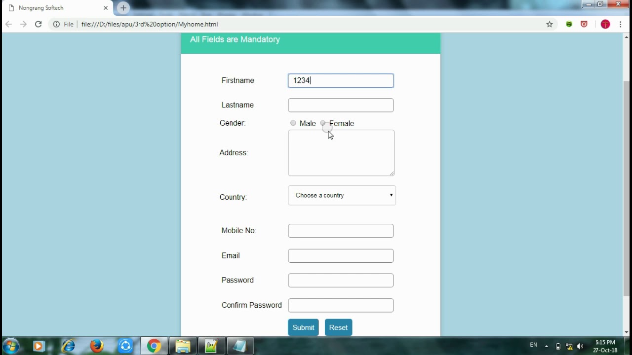 How To Create A Registration Form Using Html Css Javascript