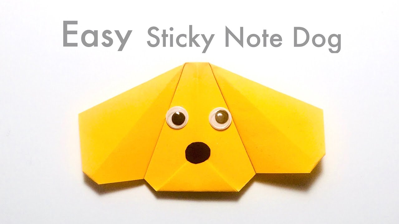 Sticky Note Origami Dog, Origami Dog Easy, How to make paper dog, easy