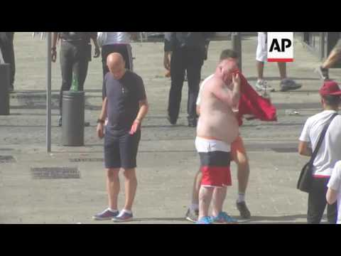 Fans clash ahead of England-Russia match